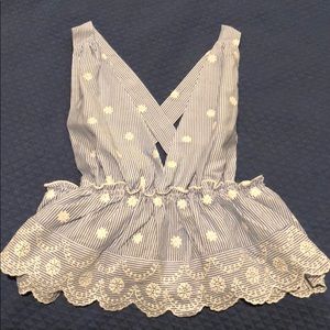 Blue and White Striped Top